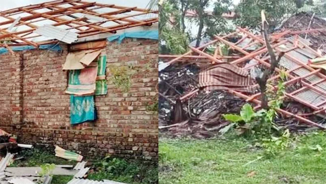 ৩০ সেকেন্ডের ঘূর্ণিঝড়ে লন্ডভন্ড বসতঘর