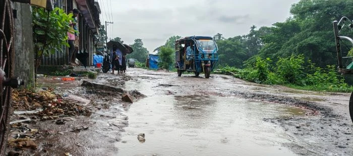 শ্যামগ্রাম সলিমগঞ্জ সড়কের বেহাল দশা, প্রতিদিনই ঝুঁকিতে যাত্রীরা