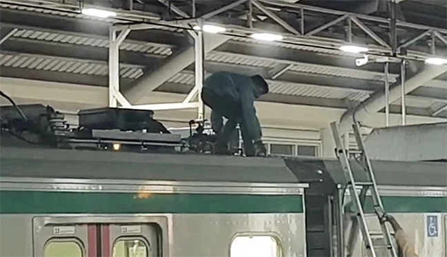 মেট্রো রেলের ছাদে উঠলেন দুই ব্যক্তি, চলাচল বন্ধ (ভিডিও)