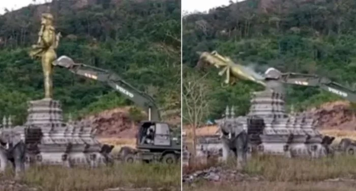 কম্বোডিয়া সীমান্তে বিষ্ণুর বিশাল মূর্তি ধ্বংস করল থাইল্যান্ড