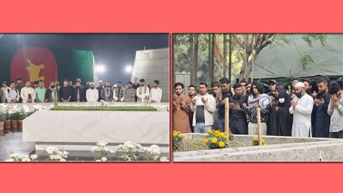 নির্বাসন শেষে দেশে ফিরেই খালেদা জিয়া ও ওসমান হাদীর কবর জিয়ারত করলেন খোমেনী ইহসান