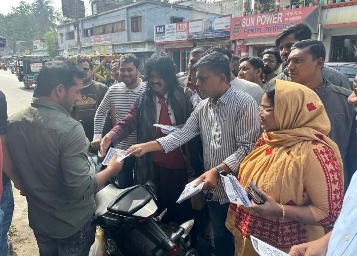 মেহেরপুর- ১ আসনের  বিএনপি মনোনীত প্রার্থী মাসুদ অরুণের পক্ষে  জাসাস এর গণসংযোগ,লিফলেট বিতরণ