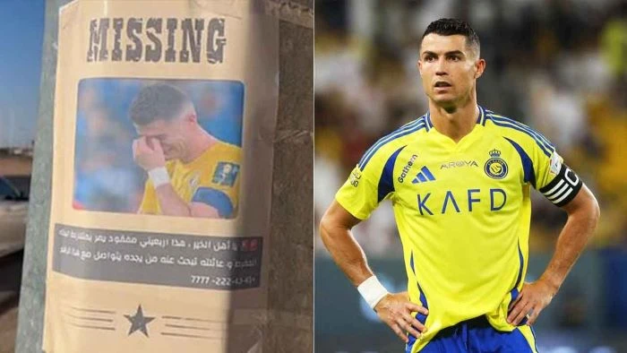 নিখোঁজ রোনালদো’, সৌদি আরবের রাস্তায় পোস্টার
