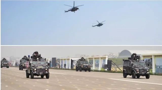 প্যারেডে হেলিকপ্টার থেকে এন্টি-ট্যাংক উইপন, নজর কেড়েছে কে-৯ ইউনিট ও ডগ স্কোয়াড