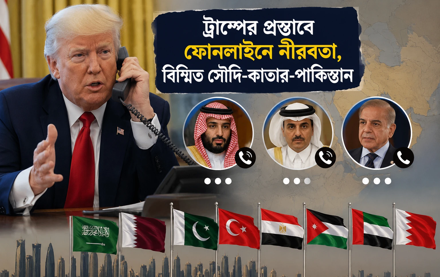 ট্রাম্পের প্রস্তাবে সৌদি-কাতার-পাকিস্তানের নীরব প্রতিক্রিয়া