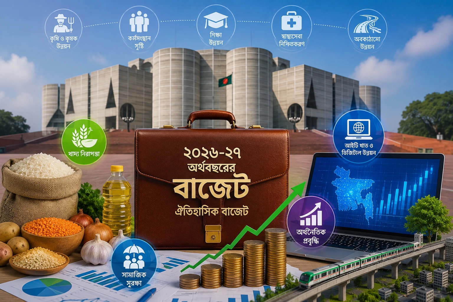 অর্থনৈতিক চ্যালেঞ্জের মধ্যে ইতিহাস গড়া বাজেট, লক্ষ্য প্রবৃদ্ধি ও স্থিতিশীলতা