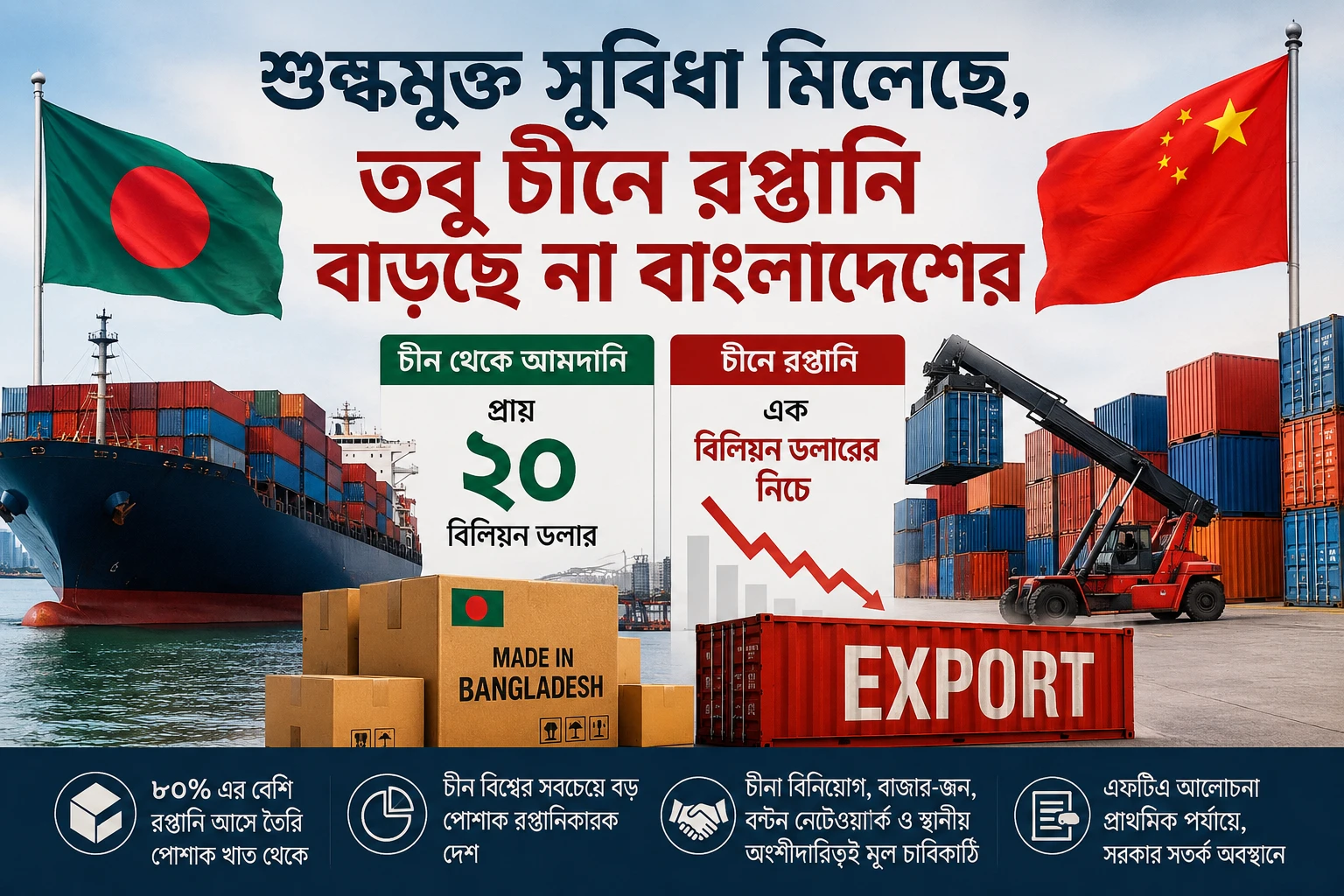 ‘শুল্কমুক্ত সুবিধা মিলেছে, তবু চীনের বাজারে কেন পিছিয়ে বাংলাদেশের রপ্তানি?’
