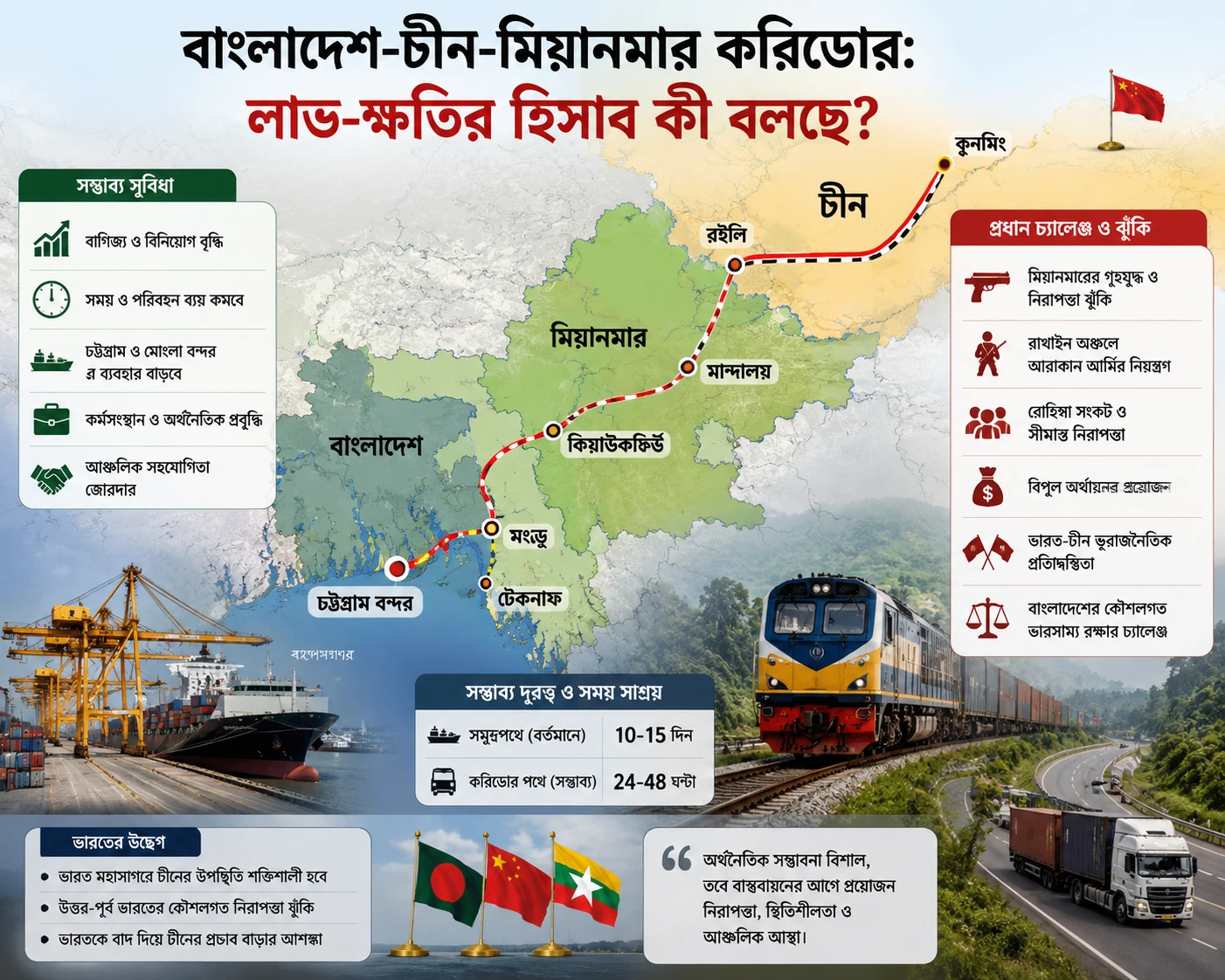 বাংলাদেশ-চীন-মিয়ানমার করিডোর: লাভ-ক্ষতির হিসাব কী বলছে?