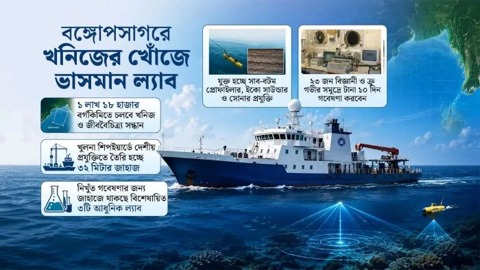 সমুদ্রের গুপ্তধনের খোঁজে বাংলাদেশ, যুক্তরাজ্যের নকশায় তৈরি হচ্ছে ভাসমান গবেষণাগার