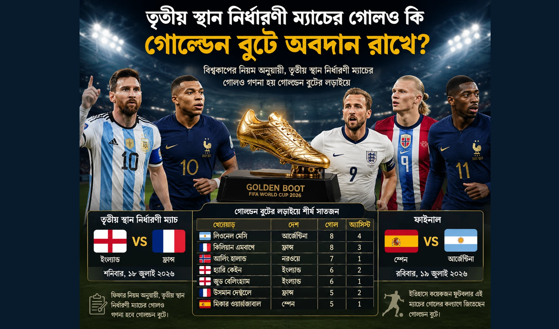 তৃতীয় স্থান নির্ধারণী ম্যাচের গোলও কি গণনা হয় গোল্ডেন বুটে?