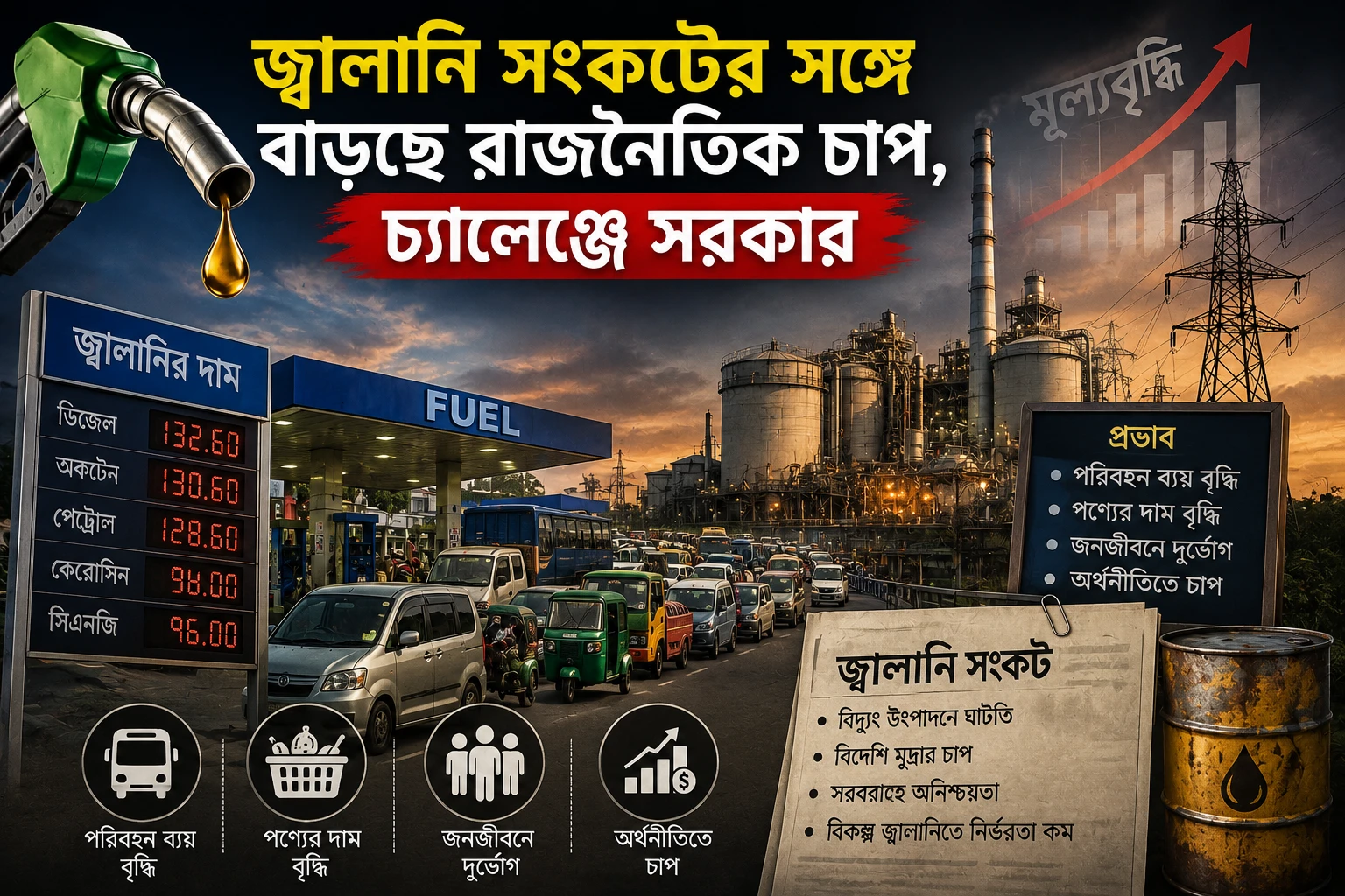 জ্বালানি সংকটের সঙ্গে বাড়ছে রাজনৈতিক চাপ, চ্যালেঞ্জে সরকার