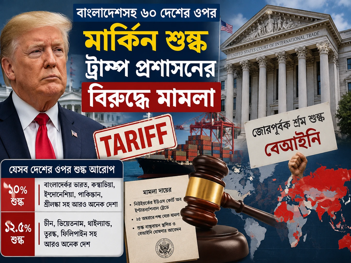 বাংলাদেশসহ ৬০ দেশের ওপর মার্কিন শুল্ক, ট্রাম্প প্রশাসনের বিরুদ্ধে মামলা