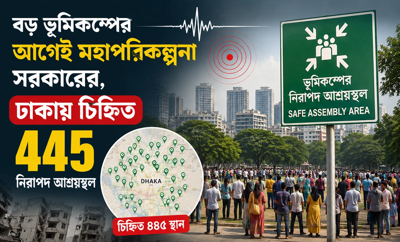 বড় ভূমিকম্পের আগেই মহাপরিকল্পনা সরকারের, ঢাকায় চিহ্নিত ৪৪৫ নিরাপদ আশ্রয়স্থল