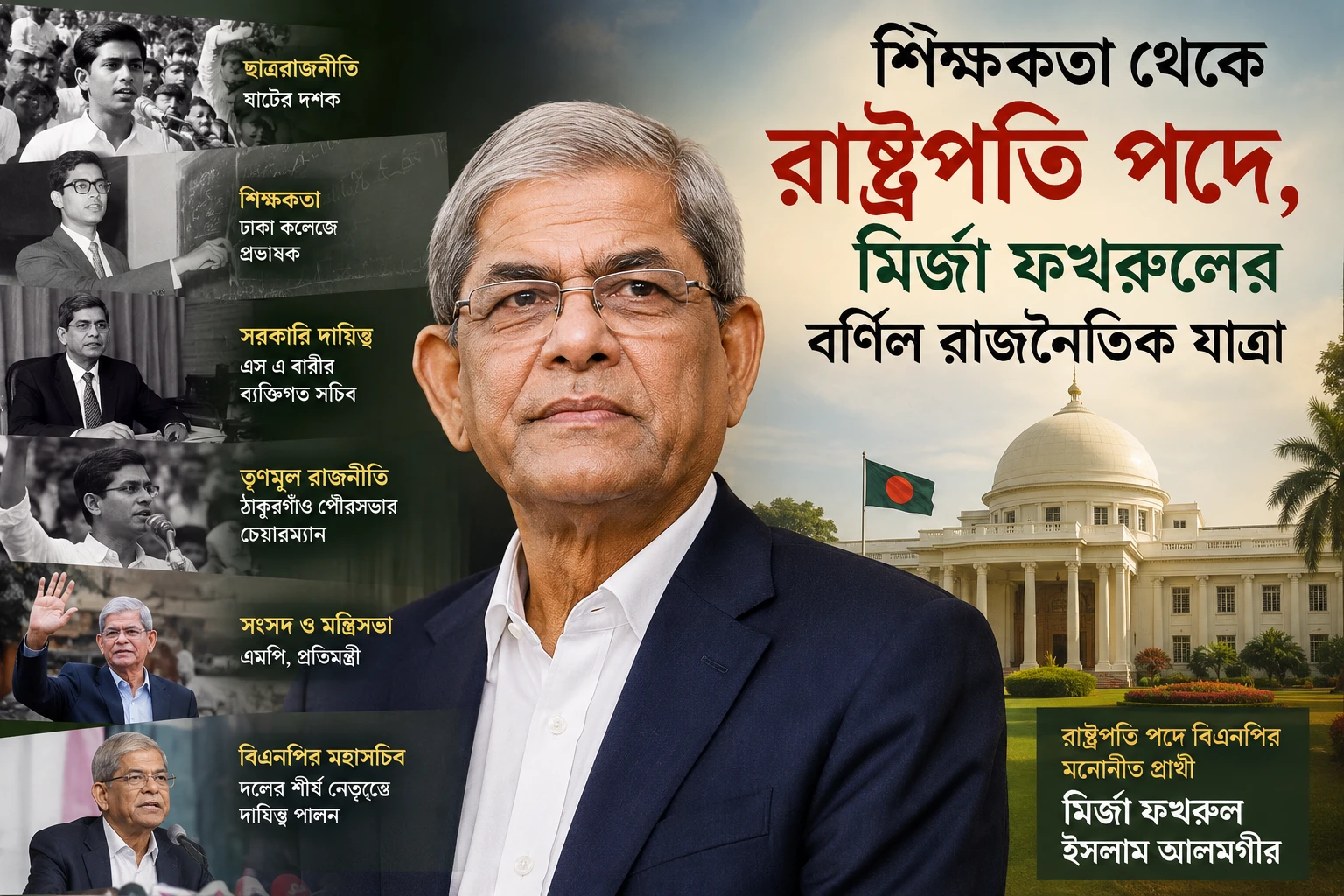 শিক্ষকতা থেকে রাষ্ট্রপতি পদে, মির্জা ফখরুলের বর্ণিল রাজনৈতিক যাত্রা