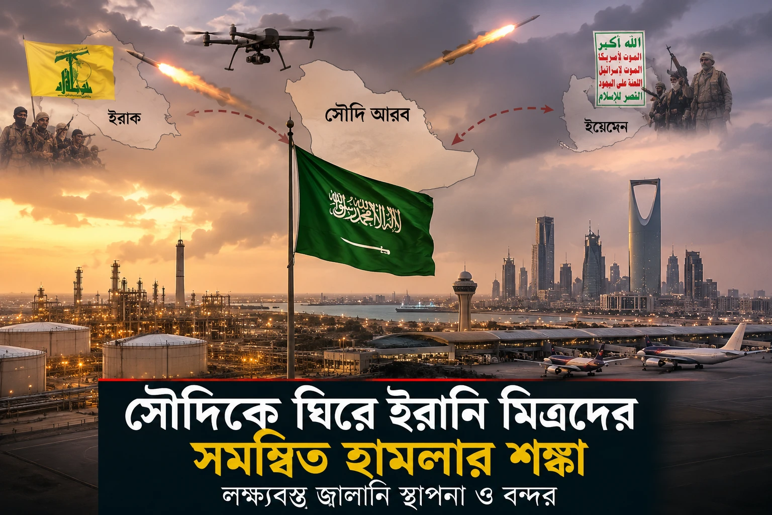 সৌদিকে ঘিরে ইরানি মিত্রদের সমন্বিত হামলার শঙ্কা, লক্ষ্যবস্তু জ্বালানি স্থাপনা ও বন্দর