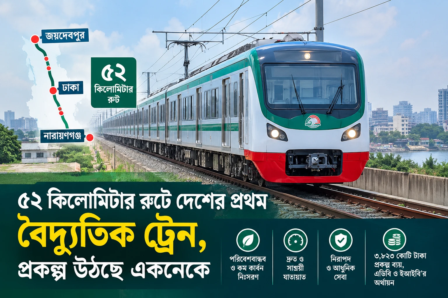 ৫২ কিলোমিটার রুটে দেশের প্রথম বৈদ্যুতিক ট্রেন, প্রকল্প উঠছে একনেকে