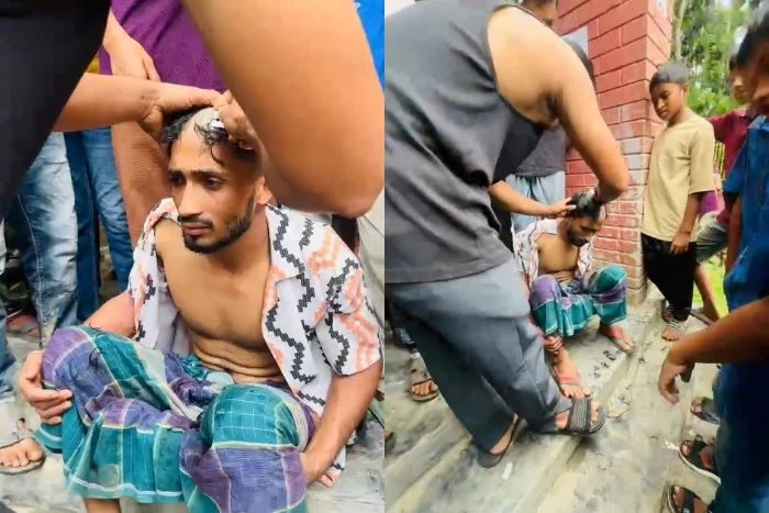 ফরিদপুরে চুরির বেঞ্চ বিক্রি করতে গিয়ে ধরা, যুবকের চুল-গোঁফ কেটে দিল জনতা
