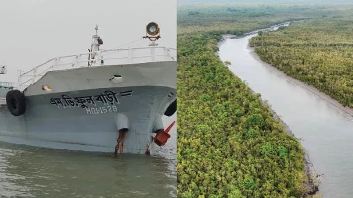 সুন্দরবনের পশুর নদীতে ১২৫০ টন কয়লাবোঝাই জাহাজডুবি, ঝুঁকিতে জীববৈচিত্র্য